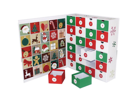 Good price Natale di lusso squisito che imballa servizio dell'OEM del cassetto di Natale del calendario in linea